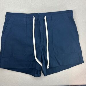 LOFT Utility Shorts Womens 8 Navy Blue Drawstring Cotton Blend 602646